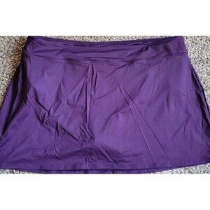 LANDS END 18 Purple TUMMY CONTROL 16" SWIM SKIRT w/ Brief Solid Modest S22